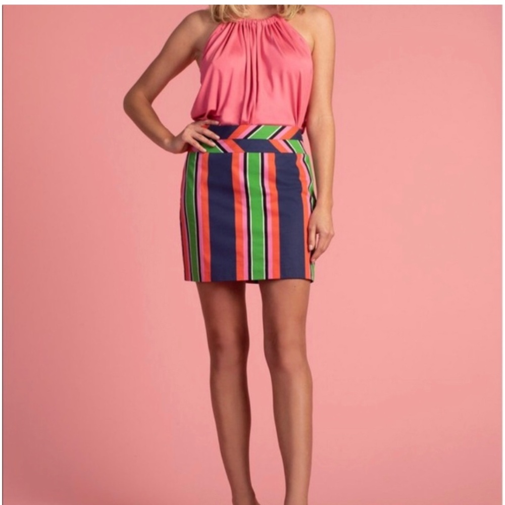 Trina Turk Free Time Striped Side Zip Skirt Size 4